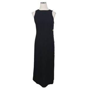 Joseph Ribkoff Button Detail Black Maxi Dress Size 8 Sleeveless Minimalist
